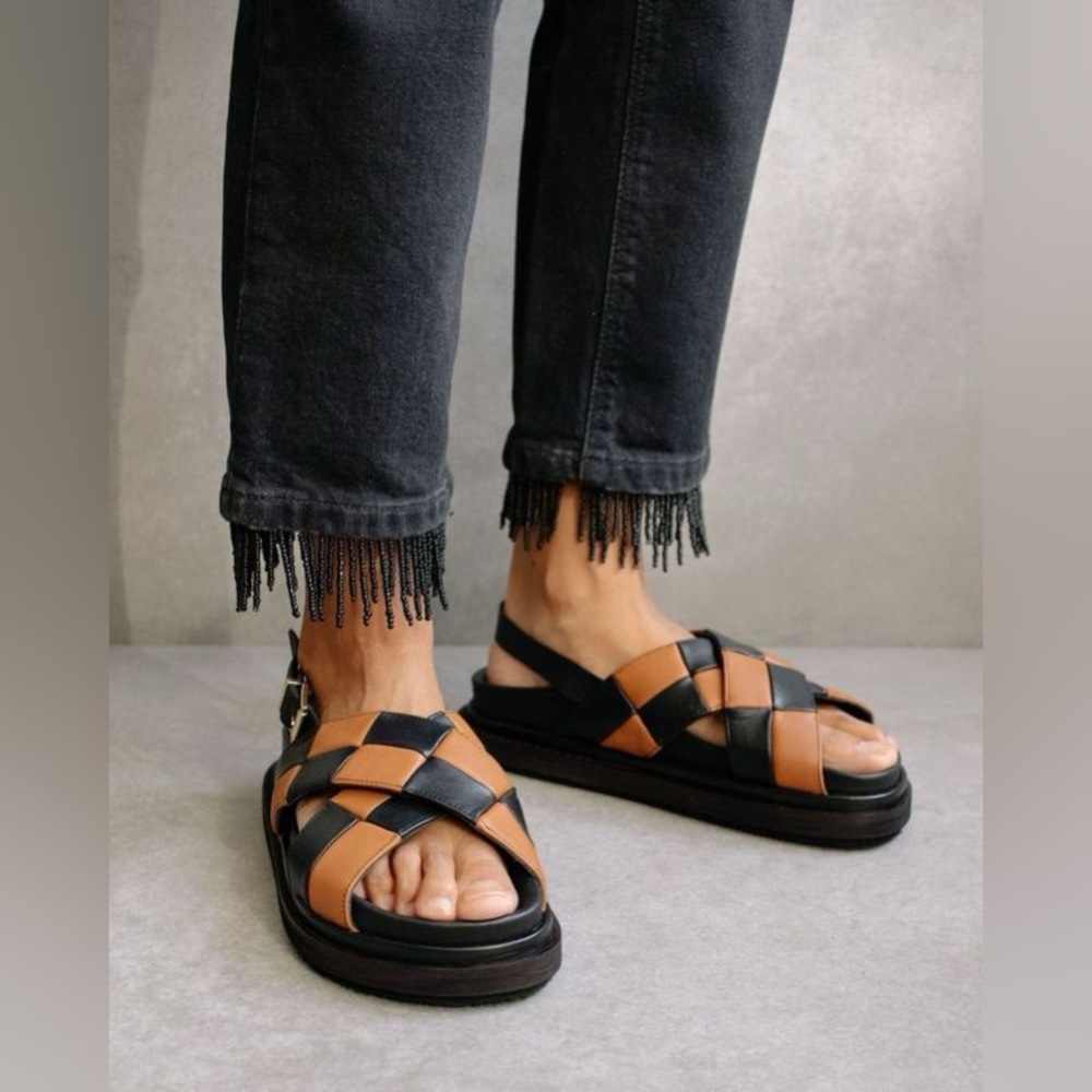 ALOHAS Black & Brown Checkered Women’s Marshmallow Scacci Sandals